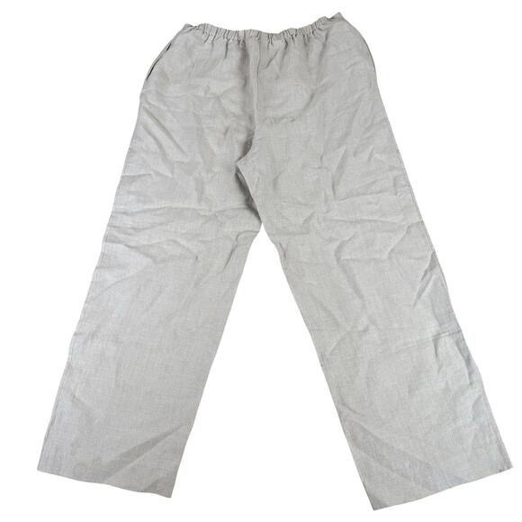 Evan Picone Women Wide Leg Pants Size Large 100% Linen Beach Travel Vacation - Picture 3 of 4